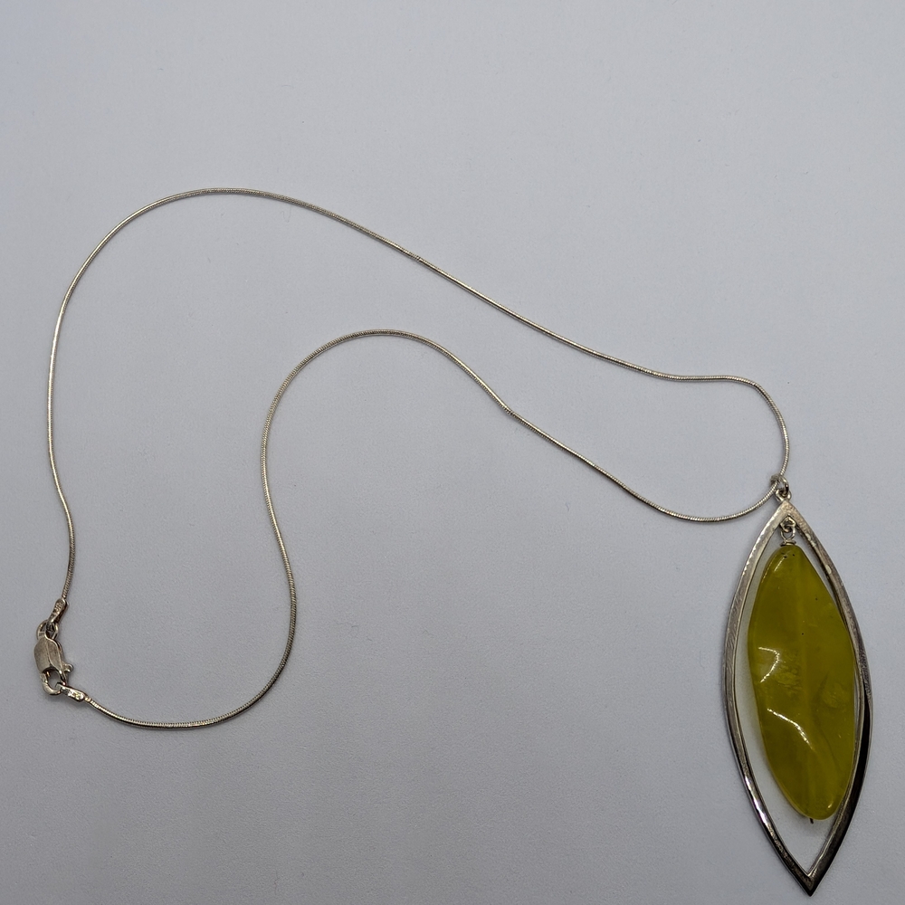 Elegant Silver and Yellow Pendant Necklace 925 Italy